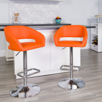 Flash Furniture CH-122070-ORG-GG Contemporary Orange Vinyl Adjustable Height Barstool